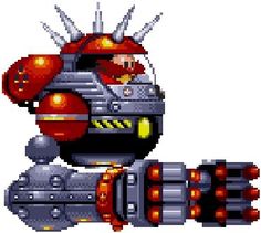 a pixel art style image of a robot with red gloves on it's head