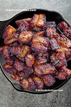 the food is cooked and ready to be eaten in the skillet on the table