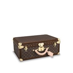 LOUIS VUITTON® - Alzer 55 - Brown Round Leather, Louis Vuitton Official, All Around The World, Rivets, Monogram Canvas, Leather Handle, Leather Trims, Dream Life, Decorative Boxes