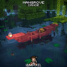 Un canoë en bois de mangrove dans Minecraft 🧷 Minecraft Mangrove, Minecraft Portal, Cool Minecraft Creations