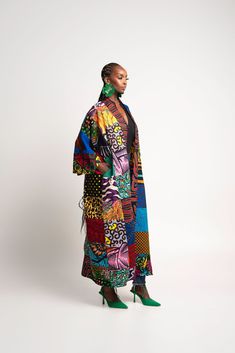 NANA PATCHWORK African Print LONG Kimono African Print Kimono, Patchwork Kimono, Infinity Dress, Print Kimonos, Ankara Fabric, Long Kimono, African Design Dresses, African Design, Fashion Line