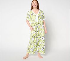 Stan Herman Forget Me Not Floral 50" Caftan - QVC.com Comfortable White Sleepwear For Vacation, Comfortable Spring Beach Sleepwear, Comfortable Beach Sleepwear For Spring, Green V-neck Summer Sleepwear, V-neck Beach Sleepwear For Summer, Green V-neck Sleepwear For Summer, Green V-neck Sleepwear For Vacation, Comfortable V-neck Summer Sleepwear, Comfortable Summer Lounging Sleepwear