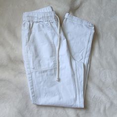 White Cargo With Distressed Holes. Brand New With Tags Everyday White Pants With Pockets, Casual White Pants For Everyday, Velvet Sweatpants, Soft Joggers, Camo Joggers, Nylon Pants, Fleece Sweatpants, Sleep Pants, Cuffed Pants