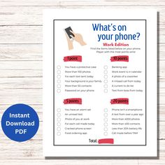 a printable phone checklist with the text what's on your phone?