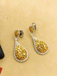 Emilio Jewelry, Yellow Diamond Earrings, Yellow Diamond Earring, Yellow Diamonds, Fancy Yellow Diamond, Fantasy Jewelry, Yellow Diamond, Diamond Earrings, Dangle Earrings