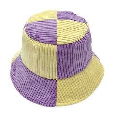 Purple Colorblock Corduroy Bucket Hat Cheap Fun Wide Brim Mini Hats, Colorful Cheap Spring Hat, Colorful Spring Hats, Cheap Spring Reversible Hat, Cheap Multicolor Bucket Hat One Size, Cheap Trendy Multicolor Bucket Hat, Cheap Striped Hat, One Size Fits Most, Fun Bucket Hat With Curved Brim, Cheap Striped Hats One Size Fits Most