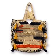 Brand: Brand Tag Missing Material: Cotton/ Polyester/ Viscose/ Acrylic Features: Amazing Boho Shoulder Bag - Fringe Detail, Two Handles That Fit Over The Shoulder, Tassel Detail, Seashell Embellishments, Large Interior Zippered Pocket, Small Interior Zip Pocket, Southwestern Print On Sides Color: Beige, Orange, Black, Yellow Size: Large Condition: Excellent- Interior Looks Brand New All Items Ship From A Smoke Free Home Bohemian Bags With Braided Handles For Shopping, Bohemian Bag With Braided Handles For Shopping, Bohemian Shoulder Bag With Braided Handles For Shopping, Bohemian Bucket Bag For Shopping, Bohemian Woven Hobo Bag For Shopping, Multicolor Bohemian Bucket Bag For Shopping, Bohemian Hobo Bag For Shopping, Bohemian Orange Bags With Leather Handles, Bohemian Bucket Bag With Adjustable Strap For Shopping