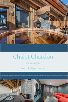 an advertisement for a french alps luxury home in chalet chardon, near paris