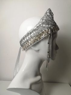 Gatsby Inspired Silver Grey Crown Headpiece With Dangles - Etsy Adjustable Teardrop Crown Headpiece For Party, Adjustable Teardrop Crown Costume Hat For Parties, Party Crown Headpiece With Beads, Adjustable Silver Costume Hats And Headpieces For Festival, Silver Headband For Evening, Glamorous Silver Headpieces For Party, Elegant Structured Crown Headpiece For Festivals, Bohemian Teardrop Crown Headpiece For Party, Bohemian Headpiece With Teardrop Crown For Parties