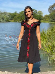 Floral Plunge Dress. Hand Embroidered Dress.Mexican Fashion | Etsy Fitted Floral Embroidered Dress, Black Peasant Dress For Summer, Fitted Folk Dress With Embroidered Hem, Folk Style Fitted Dress With Embroidered Hem, Fitted Knee-length Dress With Embroidered Hem, Fitted Knee-length Embroidered Dress, Fitted Peasant Embroidered Dress, Fitted Embroidered Summer Dress, Spring Embroidered Peasant Dress