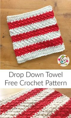 the crochet pattern is shown with text that reads drop down towel free crochet pattern