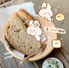 a loaf of bread sitting on top of a wooden plate