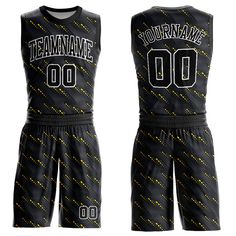 Custom Black Gold-White Round Neck Sublimation Basketball Suit Jersey Custom Basketball, Sporty Look, Basketball Jersey, The Court, Kelly Green, Moisture Wicking Fabric, Digital Printing, Panther, Blue Brown