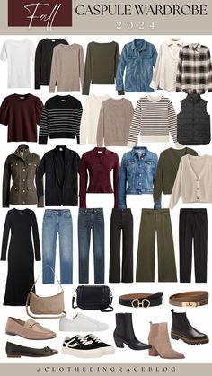 2024 Fall Capsule Wardrobe, Fall Outfit Collage, Fall Capsule Wardrobe 2024, Weather Clothes, Capsule Wardrobe Casual, Capsule Wardrobe Women, Fashion Capsule Wardrobe, Winter Capsule Wardrobe, Capsule Outfits