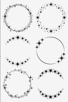 black and white stars are arranged in the shape of an oval, circle, starburst