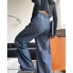 Product information:Fabric name: denimStyle: 90s/Street/Casual/Vintage/PreppyWaist type: high waistDenim color: dark blueSize Information:Size: S/M/L High Waist Blue Grunge Bottoms, Grunge High Waist Blue Bottoms, Grunge High-waist Blue Bottoms, 90s Style Wide Leg Denim Blue Bottoms, 90s Wide Leg Denim Blue Bottoms, Grunge Denim Blue Pants, 90s Denim Blue Wide Leg Bottoms, High Rise Blue Grunge Pants, Grunge High Waist Dark Wash Pants