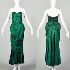 Small 1980s Dress Formal Mermaid Green Taffeta Strapless - Etsy Green Gown With Ruched Fitted Bodice, Green Evening Dress With Sweetheart Neckline, Green Ruched Evening Gown, Green Evening Dress With Pleated Bodice, Green Strapless Evening Dress With Fitted Bodice, Green Prom Gown With Ruched Bodice, Green Gown With Ruched Bodice For Prom, Green Evening Dress With Pleated Fitted Bodice, Green Evening Gown With Ruched Bodice