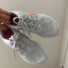 They Are Nikes Size 8 Silver Running Shoes With Cushioned Footbed, Nike Silver Running Shoes, Nike Silver Sneakers, Silver Lace-up Running Shoes With Air Max Cushioning, Nike Silver, Nike Shoes, Nike Women, Athletic Shoes, Size 7