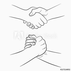 two hands holding each other in black and white