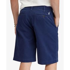 Made from breathable cotton twill with a relaxed fit, these 10-inch-inseam shorts are designed for all-day comfort..Approx. 10' inseam.Relaxed fit.Zip fly with a buttoned closure; Belt loops.Two front angled pockets; right hip coin pocket and two back buttoned welt pockets.Signature embroidered pony above the back right pocket.All cotton.Machine washable.Imported Cotton Bermuda Shorts With Short Inseam, Classic Knee-length Cotton Bermuda Shorts, Navy Casual Knee-length Bottoms, Navy Cotton Bermuda Bottoms, Navy Cotton Shorts With Short Leg, Classic Knee-length Cotton Bottoms, Blue Knee-length Cotton Shorts, Blue Cotton Knee-length Bermuda Shorts, Blue Knee-length Cotton Bermuda Shorts