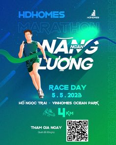 the poster for na's luong race day, featuring an image of a man running