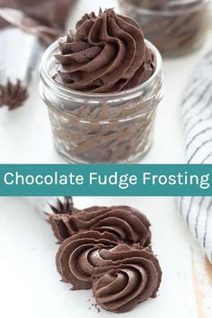 chocolate fudge frosting in a glass jar