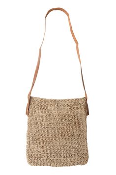 Crochet Jute Shoulder Bag - Leather Strap - Ten Thousand Villages Keys And Wallet, Crochet Jute, Organic Style, Skill Training, Small Batches, Leather Shoulder Bag, Leather Bag, Leather Straps, Shoulder Bag