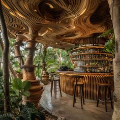 Beach Bar Artistic Scenic Masterpiece Outdoor Restaurant Patio, Tree Bar, Deck Bar, Mad Architects, Yoga Studio Design, Outside Bars, Restaurant Patio, Landscape Images, Hawaiian Decor