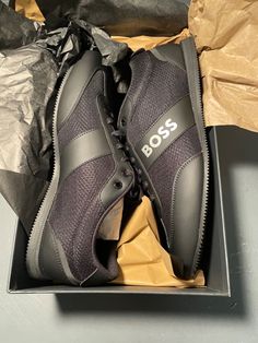 Hugo Boss Sneakers Rusham_Lowp_mxme   Black  50470180-001  Size 8  New in Box Hugo Boss Shoes, Boss Shoes, Hugo Boss, Size 12, Sneakers, Best Deals, Black