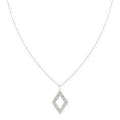 18k Rhombus or Diamond Shaped Pendant Necklace set with over 10 Diamonds. Available in White Gold, Yellow Gold and Rose Gold. Specifications: Diamond Carat Weight: 0.10 Ct Gold Weight: 1.30 Grams Chain Length: 18" + Adjustable Luxury Marquise Diamond Cut Necklace, Elegant Necklace With Single Cut Diamonds Diamond-shaped, Fine Jewelry Diamond-shaped Necklace With Diamond Accents, Fine Jewelry Diamond Necklace With Accents, Marquise Diamond Cut Necklace, Luxury Diamond-shaped Diamond White Necklaces, Diamond-cut Diamond-shaped Necklaces, Marquise Diamond Necklace With Diamond Cut, Luxury Diamond White Jewelry With Diamond Markers