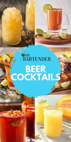 different types of drinks and beverages with the words bartender beer cocktails on top of them