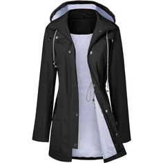 *Material: 100% Polyester Waterproof Material With Striped Cotton Lined, Breathable, Soft Touch, Windproof, Easy To Package. *Design: This Women Rain Jacket With Attached Hood, Drawstring Waist Design. Solid Pattern, Sun Protection And Waterproof Function, Breathable, Skin-Touch, Quick-Drying, Lightweight Casual Fit, Front Pocket Decoration, Suitable For All Seasons. *Occasion: Suitable For Hiking, Climbing, Traveling, Camping, Sports, Outdoor, Easy To Quick-Drying When It Is Light Rain Or Snow Black Weatherproof Long Sleeve Windbreaker, Black Long Sleeve Weatherproof Windbreaker, Black Casual Nylon Raincoat, Casual Black Nylon Raincoat, Black Long Sleeve Raincoat For Outdoor, Waterproof Long Sleeve Outerwear For Fall, Long Sleeve Waterproof Outerwear For Fall, Black Waterproof Long Sleeve Raincoat, Black Long Sleeve Raincoat For Outdoor Activities