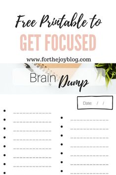 the free printable to get focused brain pump