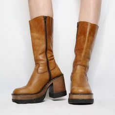 Caramel Brown Platform Boots Platform Brown Boots, Carmel Boots, 70s Platform Boots, Chunky Brown Boots, Brown Fall Boots, Red Platform Boots, Brown Platform Boots, 70s Boots, Camel Boots