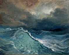 an oil painting of waves in the ocean