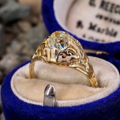 This incredible late-Victorian ring features a pierced design and contains one (1) old mine cut diamond weighing 1.31 carats and set with four-prongs. The ring measures 10.4mm at the top, rises 5.9mm above the finger, tapering to 2.2mm wide and 1.0mm thick at the base of the shank. The ring is currently a size 6 3/8 and we offer complimentary resizing to fit. Antique Oval Engraved Ring With Diamond Cut, Victorian Oval Engraved Ring With Rose Cut Diamonds, Victorian Engraved Ring With Rose Cut Diamonds, Heirloom Filigree Ring With Rose Cut Diamonds, Heirloom Filigree Ring With Rose Cut Diamonds As Gift, Antique Yellow Gold Diamond Ring With Filigree, Vintage Oval Diamond Ring With Filigree, Victorian Oval Filigree Ring With Intricate Design, Victorian Filigree Ring With Intricate Design