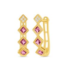 A heart-opening beauty, these symbolic earrings honor emerald’s brilliant timelessness. Embraced by sparkling diamonds, this stunning piece is a true treasure. Scroll down to our Gem Guide to learn more about Pink Sapphire and Diamonds. 18k gold, Pink Sapphire : 0.505 ct, Diamond: 0.017 ct Measurements: 17.5 x 4.3 x 1.8 mm Formal Fine Jewelry Huggie Earrings With Gemstones, Elegant Gemstone Huggie Earrings For Formal Events, Elegant Gemstone Huggie Earrings For Formal Occasions, Elegant Formal Huggie Earrings With Gemstone, Formal Yellow Gold Hoop Earrings With Gemstones, Formal Yellow Gold Gemstone Hoop Earrings, Heart Opening, Pink Sapphire Earrings, Sapphire Earrings