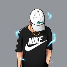 a drawing of a man wearing a nike hat