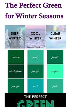 True Winter Green, Deep Winter Color Palette Outfits, Light Olive Skin Tone, Cool Winter Palette, Winter Pallet, Bright Winter Color Palette, Deep Winter Palette Outfits