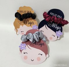 three different styles of hair clips on top of each other