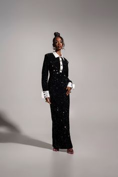 REI Sequin Dress in ONYX All Black Wedding Guest Outfit Formal, Holiday Gala Outfit, Holiday Party Outfit Black Women, Gala Looks For Women, 2024 Wedding Guest Dress, Charity Gala Dress, Gala Attire For Women, Black Tie Outfit Women, Formal Holiday Party Outfit