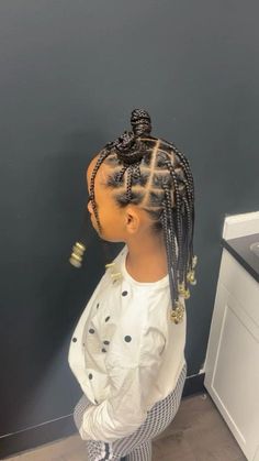 Cornrow And Singles Hairstyles, Plaits And Beads, Single Hair Braids Hairstyles, Simple Kid Braid Styles, Children Hairstyles Black Braids, Kids Plaits Girls Hair Ideas Black, Little Mixed Girl Hairstyles Easy With Beads, Kids Braid Styles With Beads, Braided Hairstyles For Black Hair Kids With Beads