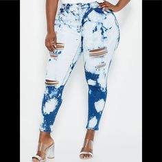 Denim Doesn't Only Come In Blue, Diva. Comfortably Live Life On The Edge In My Stretch Skinny Jeans That Feature A Bleached Out Design With Destructed Accents Throughout The Style. Bleached Skinny Jean. Button Front, Zip Fly. Five Pockets. Tapered Fit. Soft And Smooth To The Touch Fabrication All Over. 70% Polyester, 28% Polyester, 2% Spandex. Turn Garment Inside Out Machine Wash Cold Separately. Do Not Bleach. Tumble Dry Low Remove Promptly. Warm Iron If Needed. High Rise Bleached Blue Jeans, Spring Acid Wash Bleached Jeans, High Rise Bleached Denim Blue Jeans, Fitted Bleached Medium Wash Jeans, Trendy Bleached Denim Bottoms, High Rise Bleached White Bottoms, White High Rise Bleached Bottoms, Fitted Medium Wash Bleached Jeans, High Rise White Bleached Bottoms