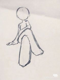 a drawing of a person sitting on the ground