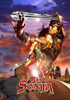 the cover art for red sonja, an animated action movie starring in which he is holding