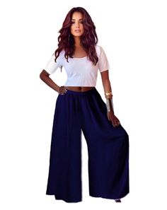 5 Versatile Blue Relaxed Fit Wide Leg Pants, Versatile Blue Bottoms For Vacation, Versatile Blue Wide Leg Pants For Summer, Blue Rayon Bottoms For Summer, Chic Blue Rayon Bottoms, Blue Stretch Wide Leg Pants For Summer, Versatile Stretch Wide Leg Pants For Vacation, Navy Summer Wide Leg Pants, Navy Wide Leg Pants For Summer