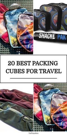 Packing cubes for travel with vibrant designs and branding, promoting organizational tools for efficient packing. Best Packing Cubes, Travel Packing Cubes, Yosemite Trip, Travel Cubes, Frequent Traveler