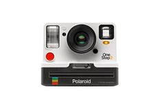 a polaroid camera is shown on a white background