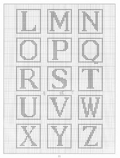 a cross stitch pattern with letters and numbers