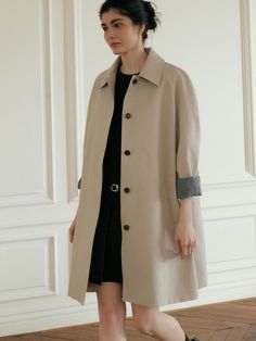 Beige Gabardine Outerwear With Button Cuffs, Timeless Gabardine Outerwear For Spring, Classic Neutral Outerwear With Button Cuffs, Timeless Outerwear With Button Cuffs And Lapel Collar, Beige Single Breasted Outerwear With Spread Collar, Beige Long Coat With Concealed Placket, Classic Gabardine Outerwear For Daywear, Chic Outerwear With Button Cuffs And Spread Collar, Beige Gabardine Outerwear With Concealed Placket